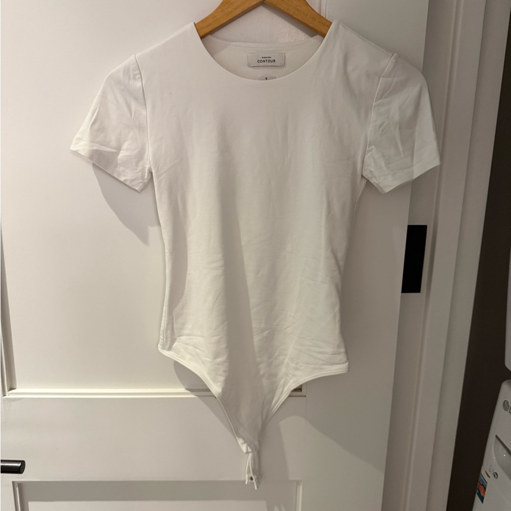 Babaton White Short-Sleeve Crew Neck Bodysuit white